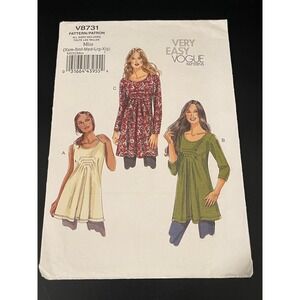 00272 Vogue Very Easy Sewing Pattern V8731 Miss Tunic Tops Size XS-XL